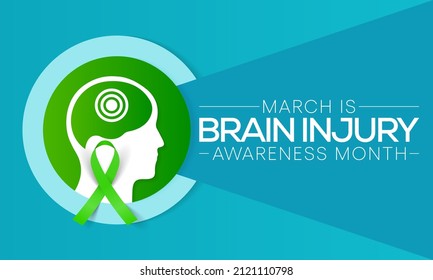 Brain Injury awareness month (TBI) is observed every year in March, is a disruption of the normal function of the brain that can be caused by a blow, bump or jolt to the head. vector illustration