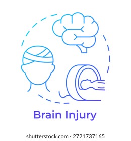 Brain injury blue gradient concept icon. Neurology examination. Mri scan, diagnostic procedure. Round shape line illustration. Abstract idea. Graphic design. Easy to use in blog post, booklet - Powered by Shutterstock - Get 15% off with code: PIKWIZARD15