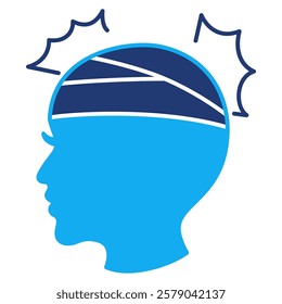 Brain injury Icon - Dual Tone Style - Brain Theme