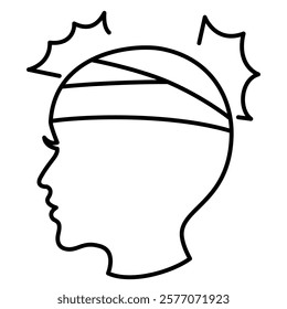 Brain injury Icon - Line Style - Brain Theme