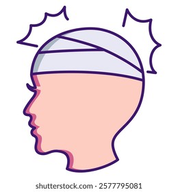 Brain injury Icon - Lineal Color Style - Brain Theme