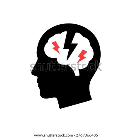 Brain injury icon representing trauma, damage, and neurological disorder symptoms.