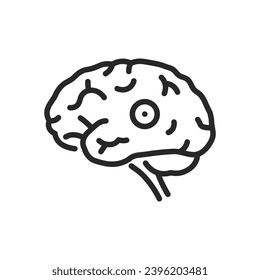 Brain Injury Icon. Thin Linear Illustration of Head Trauma and Neurological Recovery for Health Education and Awareness. Isolated Outline Vector Sign.