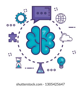 brain with innovation icons