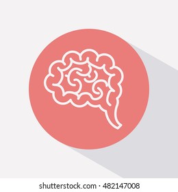 Brain inside circle icon. Human organ mind and creativity theme. Colorful design. Vector illustration