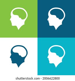 Brain Inside Human Head Flat four color minimal icon set