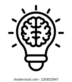 Brain inside a light bulb is the icon of creative brain 