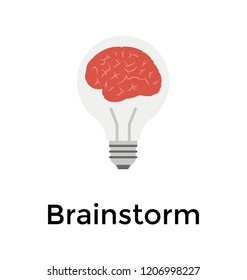 Brain inside a light bulb is the icon of creative thinking