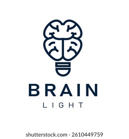Brain inside a light bulb. Vector illustration representing innovation, solution and education logo design.