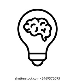 Brain inside lightbulb, concept icon of brainstorming in trendy style