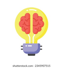 Brain inside lightbulb showing innovative thinking modern concept vector