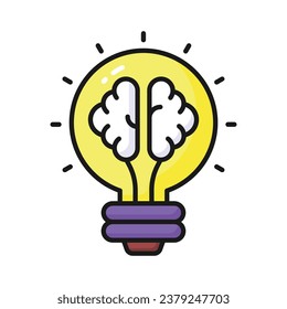 Brain inside lightbulb showing innovative thinking modern concept vector