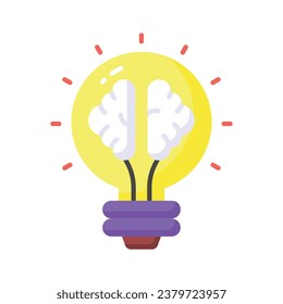 Brain inside lightbulb showing innovative thinking modern concept vector