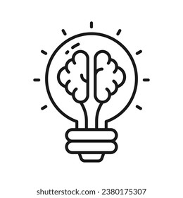 Brain inside lightbulb showing innovative thinking modern concept vector