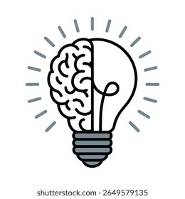 Cerebro dentro de una bombilla Símbolo de Ideas, Idea Diseño de Logo