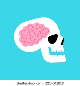 Brain inside skull Cartoon. Vector illustration