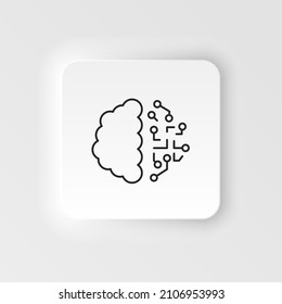 Brain, intelligence neumorphic style vector icon icon - Vector. Artificial intelligence neumorphic style vector icon