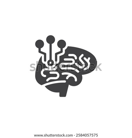 A brain with interconnected nodes vector icon. filled flat sign for mobile concept and web design. AI Neural Network glyph icon. Symbol, logo illustration. Vector graphics