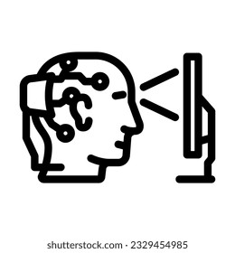 brain interface device future technology line icon vector. brain interface device future technology sign. isolated contour symbol black illustration