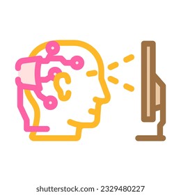 brain interface device future technology color icon vector. brain interface device future technology sign. isolated symbol illustration