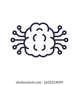 brain interface line icon on white