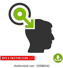 Brain Interface Plug-In EPS vector icon. Illustration style is flat iconic bicolor eco green and gray symbol on white background.