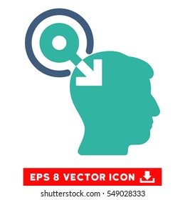 Brain Interface Plug-In EPS vector icon. Illustration style is flat iconic bicolor cobalt and cyan symbol on white background.