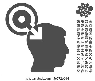 Brain Interface Plug-In pictograph with bonus configuration icon set. Vector illustration style is flat iconic gray symbols on white background.