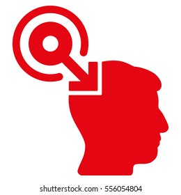 Brain Interface Plug-In vector icon. Style is flat graphic symbol, red color, white background.