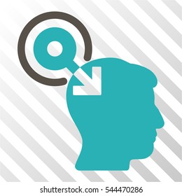 Brain Interface Plug-In vector pictogram. Illustration style is flat iconic bicolor grey and cyan symbol on a hatched transparent background.