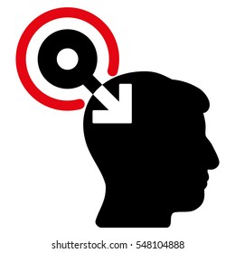 Brain Interface Plug-In vector pictogram. Style is flat graphic bicolor symbol, intensive red and black colors, white background.