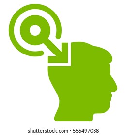 Brain Interface Plug-In vector pictograph. Style is flat graphic symbol, eco green color, white background.