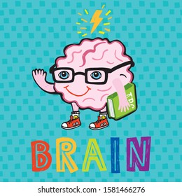 Brain. The internal organ of human. Brilliant idea. Vector fun illustration.