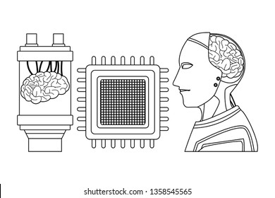 brain into a battery black and white