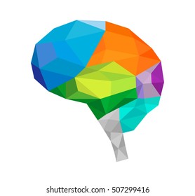 Brain isolated on while color background. Low-poly design. Vector illustration. EPS10.
