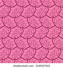 Brain isometric pattern seamless. brains background Vector
