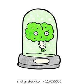 caricatura de cerebro en frasco