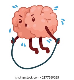brain jumping comic character icon