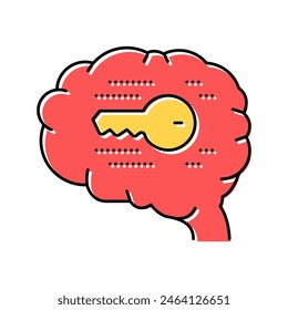 cerebro con Vector de icono de clave de color. cerebro con signo de clave. ilustración de símbolo aislado