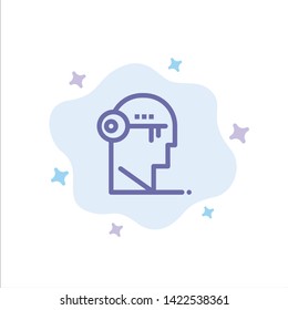 Brain, Key, Lock, Mind, Unlock Blue Icon on Abstract Cloud Background