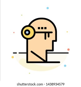 Brain, Key, Lock, Mind, Unlock Abstract Flat Color Icon Template