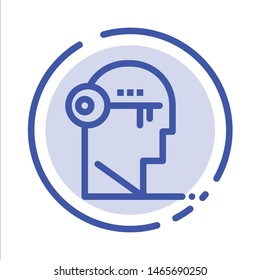 Brain, Key, Lock, Mind, Unlock Blue Dotted Line Line Icon. Vector Icon Template background