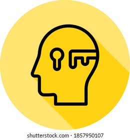 brain, key, success icon in long shadow