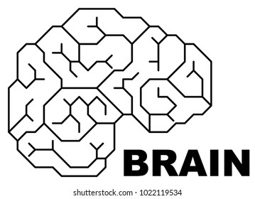 Brain Knowledge Minimalistic Flat Line Outline Stroke Icon Pictogram Symbol. Creative Smart Brain Tech Logo Design vector Illustration.