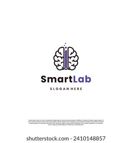 Brain lab logo design on isolated background, smart science logo concept vector
