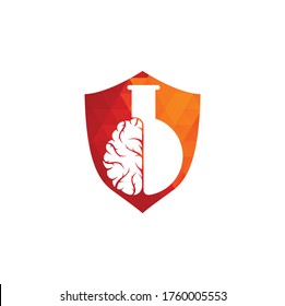 Brain Lab shield shape concept Logo design template	