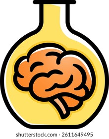 Brain in laboratory flask Icon. Experimental Thinking Logo Symbol.