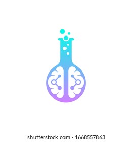 Brain laboratory logo design. Flat gradient style. Logotype suitable for education, scientific research, technology innovation, medical health, hospital lab, human head anatomy, etc.