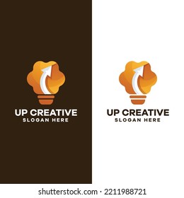 Brain Lamp Gradient Logo Illustration Design
