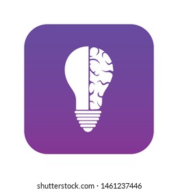 Brain lamp icon digital purple for any design isolated on white vector illustration